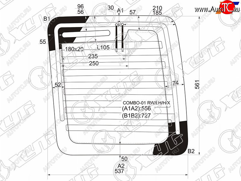 6 599 р. Стекло заднее (Цвет зеленый Обогрев) Opel Combo 01-11 XYG COMBO-01 RW/LH/H/X  с доставкой в г. Керчь