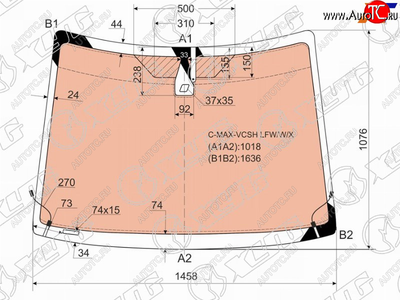 24 199 р. Стекло лобовое (Обогрев полный Датчик дождя) Ford C-MAX 03-10 XYG C-MAX-VCSH LFW/W/X  с доставкой в г. Керчь