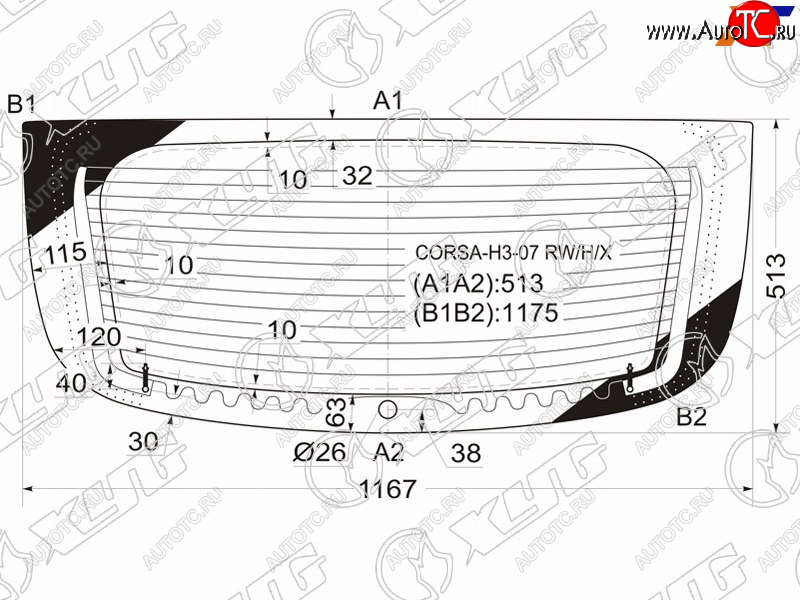 9 749 р. Стекло заднее (Цвет зеленый Обогрев 3D HBK) Opel Corsa 06-14 XYG CORSA-H3-07 RW/H/X  с доставкой в г. Керчь
