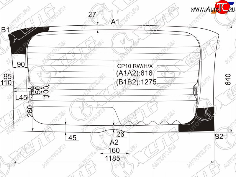 9 699 р. Стекло заднее (Цвет зеленый Обогрев) Toyota Funcargo 99-05  Yaris Verso 99-06 XYG CP10 RW/H/X  с доставкой в г. Керчь
