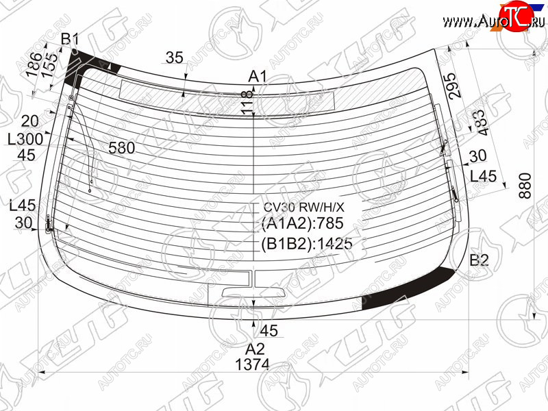 9 749 р. Стекло заднее (Цвет зеленый Обогрев Антенна) Lexus ES 01-06  Toyota Windom 01-06 XYG CV30 RW/H/X  с доставкой в г. Керчь