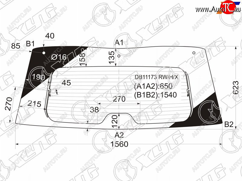 12 449 р. Стекло заднее (Цвет зеленый Обогрев) Chevrolet Tahoe 06-14  Cadillac Escalade 06-15  Chevrolet Su XYG DB11173 RW/H/X  с доставкой в г. Керчь