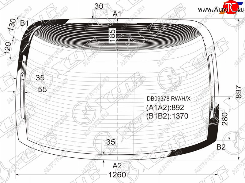 5 849 р. Стекло заднее (Цвет зеленый Обогрев Антенна) Chrysler 300M 98-04 XYG DB09378 RW/H/X  с доставкой в г. Керчь