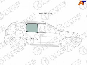 Стекло боковое опускное (Сзади Справа Цвет зеленый) Nissan Terrano 14-22  Renault Duster 10-21  XYG DUSTER RD/RH