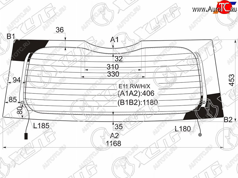 4 649 р. Стекло заднее (Цвет зеленый Обогрев) Nissan Note 05-13 XYG E11 RW/H/X  с доставкой в г. Керчь