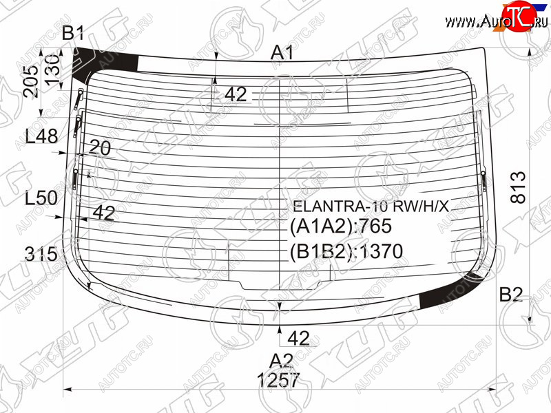 7 999 р. Стекло заднее (Цвет зеленый Обогрев Антенна) Hyundai Elantra 10-16  Avante 10-15 XYG ELANTRA-10 RW/H/X  с доставкой в г. Керчь