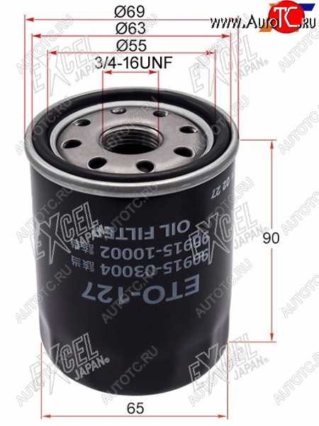 459 р. Фильтр масляный TOYOTA #AZF#,#GE,#GTE 90-                                                            EXCEL JAPAN ETO-127  с доставкой в г. Керчь