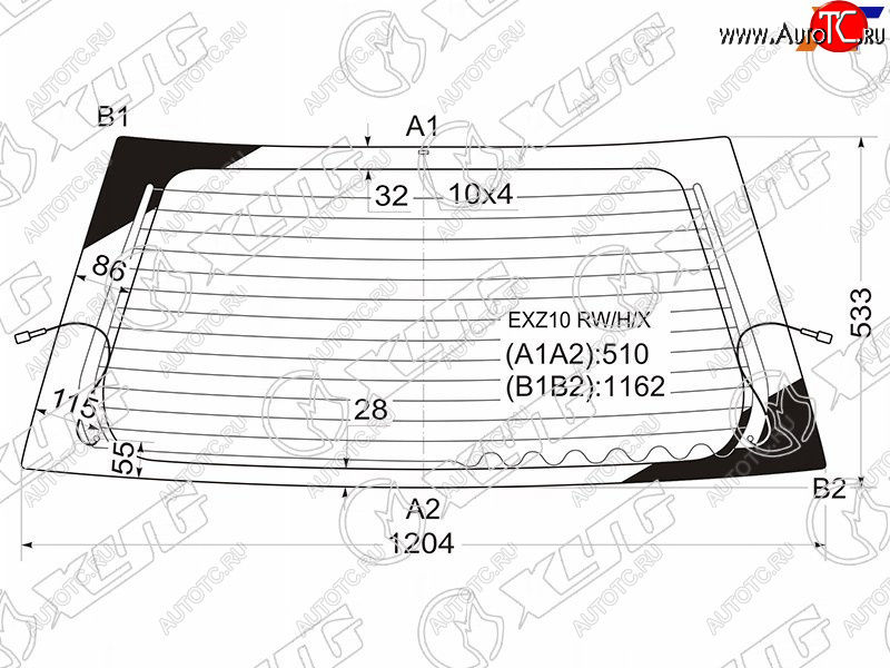 8 749 р. Стекло заднее (Цвет зеленый Обогрев) Toyota Raum 97-03 XYG EXZ10 RW/H/X  с доставкой в г. Керчь