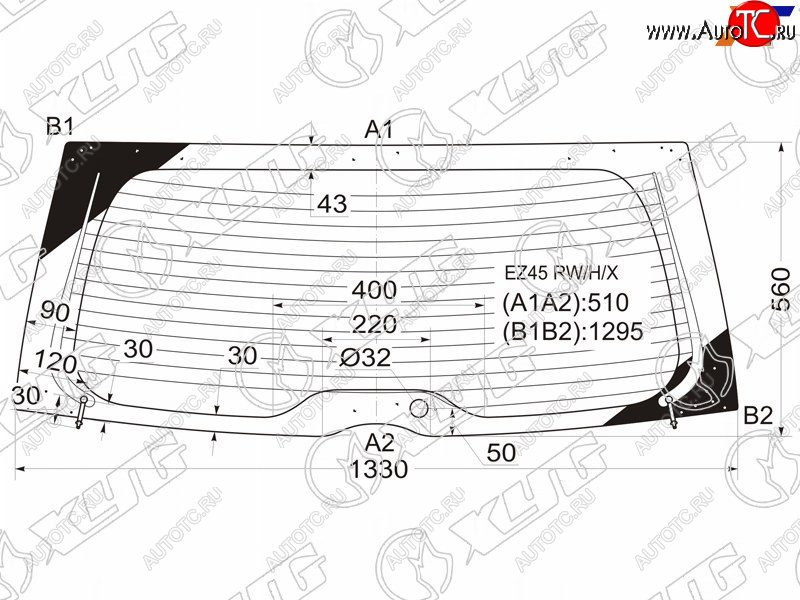 13 949 р. Стекло заднее (Цвет зеленый Обогрев) Mitsubishi Grandis 03-09 XYG EZ45 RW/H/X  с доставкой в г. Керчь