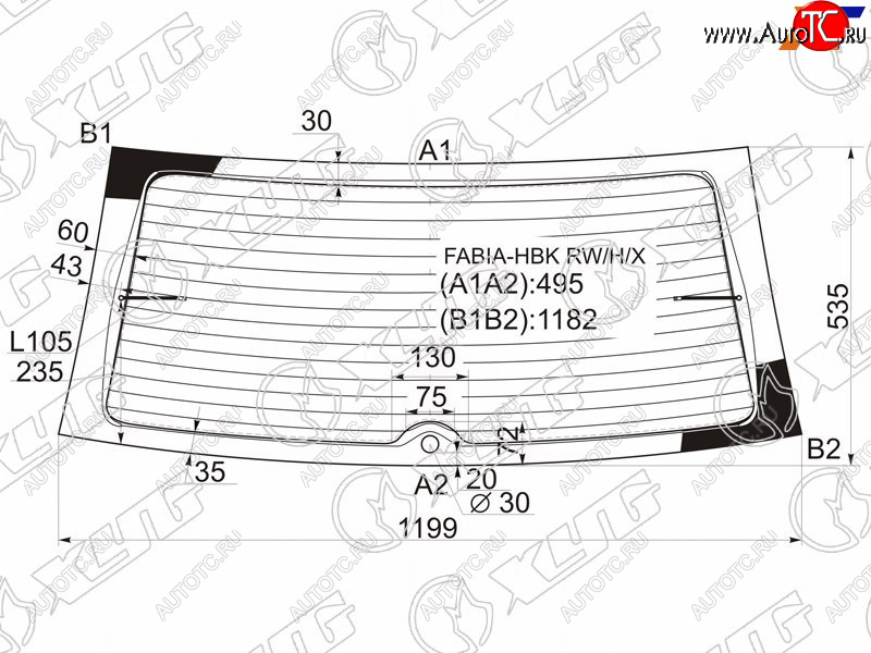 7 549 р. Стекло заднее (Цвет зеленый Обогрев 5D HBK) Skoda Fabia 99-08 XYG FABIA-HBK RW/H/X  с доставкой в г. Керчь