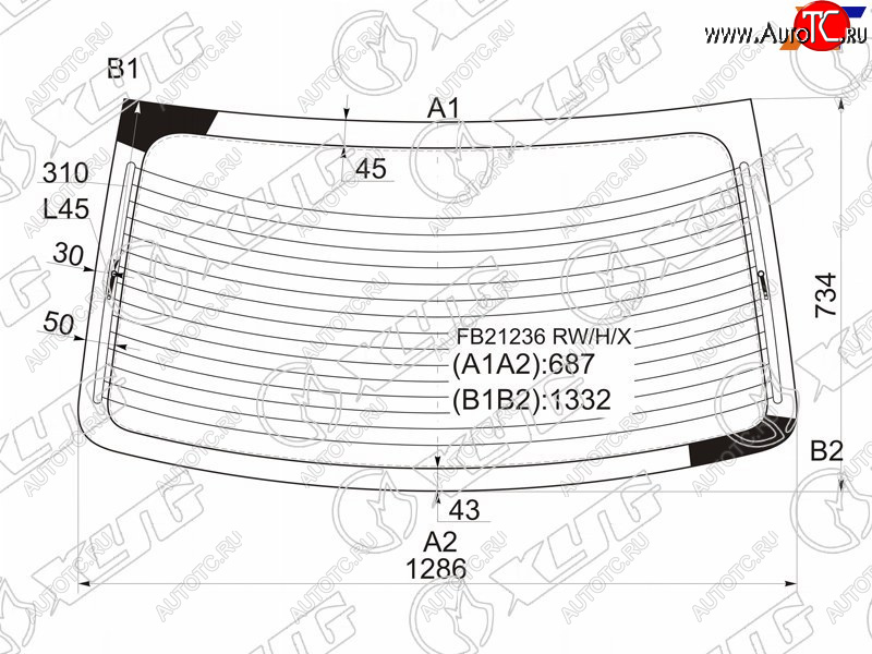 7 999 р. Стекло заднее (Цвет зеленый Обогрев) Hyundai Elantra 00-09  Avante 00-06 XYG FB21236 RW/H/X  с доставкой в г. Керчь