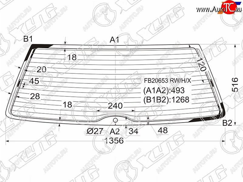 7 549 р. Стекло заднее (Цвет зеленый Обогрев) Volkswagen Passat 96-05 XYG FB20653 RW/H/X  с доставкой в г. Керчь