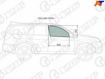 Стекло боковое опускное (Спереди Справа Цвет зеленый) Great Wall Hover 05-10  Hover H3 10-16  Ho XYG FD21368 FD/RH
