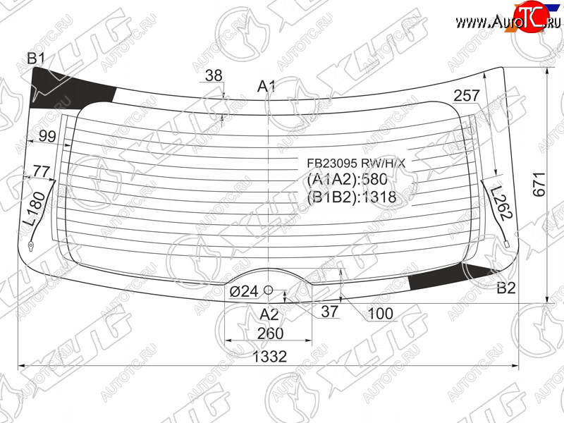 14 399 р. Стекло заднее (Цвет зеленый Обогрев) Mazda CX-7 06-12 XYG FB23095 RW/H/X  с доставкой в г. Керчь