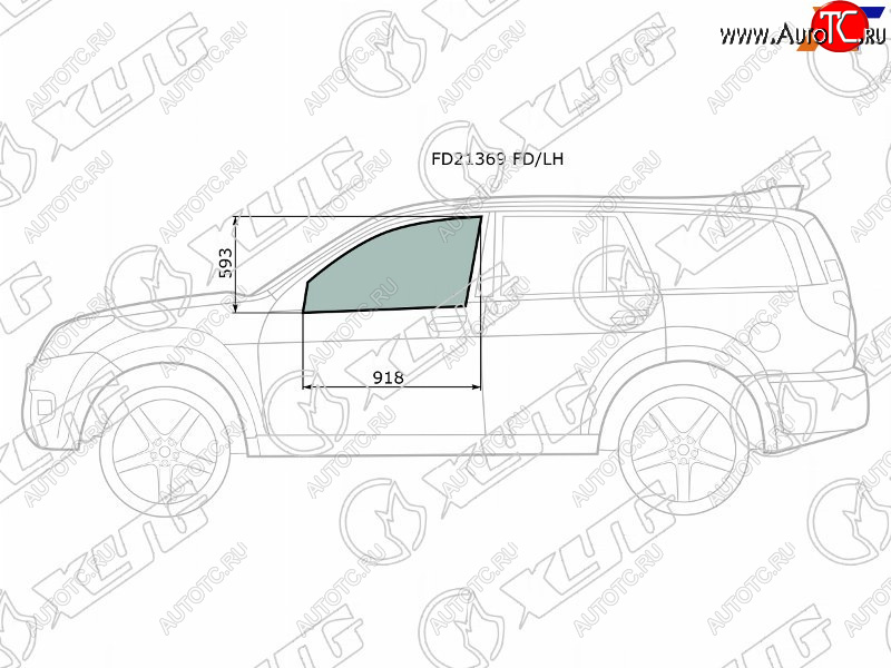 3 079 р. Стекло боковое опускное (Спереди Слева Цвет зеленый) Great Wall Hover 05-10  Hover H3 10-16  Hov XYG FD21369 FD/LH  с доставкой в г. Керчь