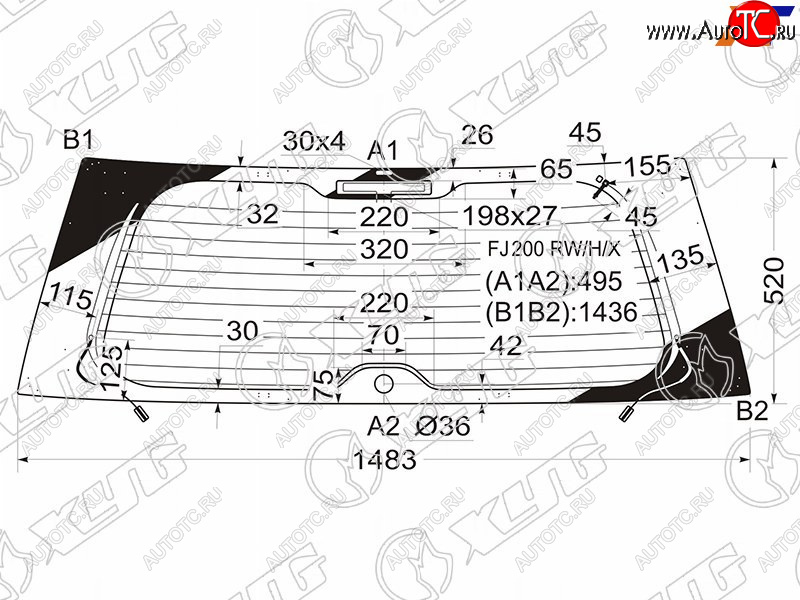 8 649 р. Стекло заднее (Цвет зеленый Обогрев Антенна) Toyota Land Cruiser (J200) 07-21 XYG FJ200 RW/H/X  с доставкой в г. Керчь