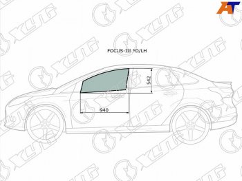 Стекло боковое опускное (Спереди Слева Цвет зеленый) Ford Focus 10-19 XYG FOCUS-III FD/LH