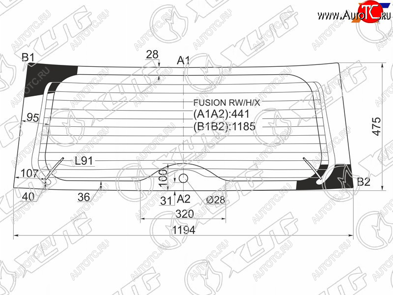 7 999 р. Стекло заднее (Цвет зеленый Обогрев) Ford Fusion 02-12 XYG FUSION RW/H/X  с доставкой в г. Керчь