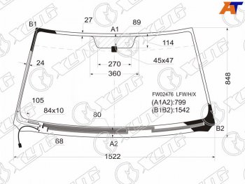 6 899 р. Стекло лобовое (Обогрев щеток) Toyota Highlander 00-07  Kluger V 00-07 XYG FW02476 LFW/H/X  с доставкой в г. Керчь. Увеличить фотографию 1