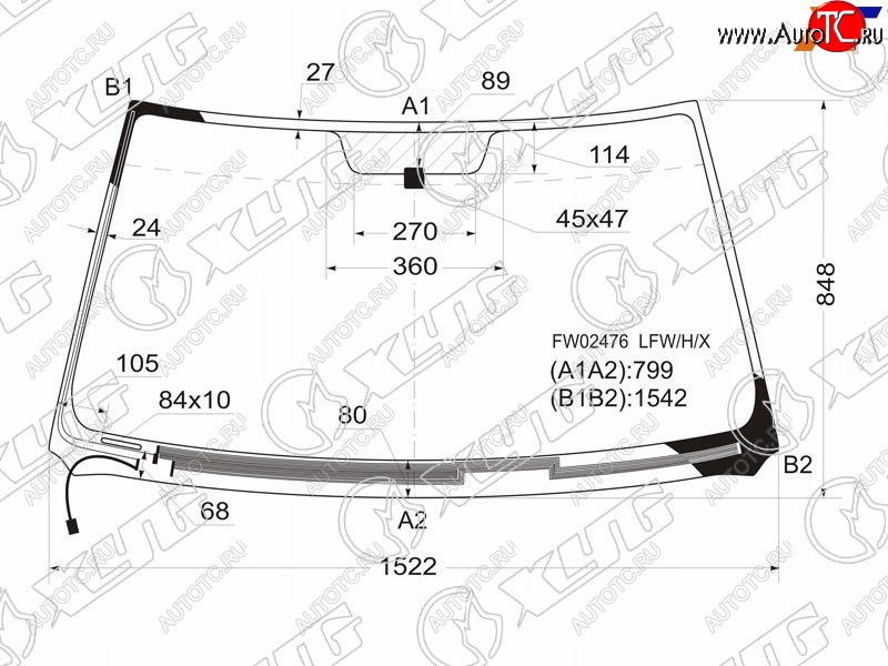 6 899 р. Стекло лобовое (Обогрев щеток) Toyota Highlander 00-07  Kluger V 00-07 XYG FW02476 LFW/H/X  с доставкой в г. Керчь