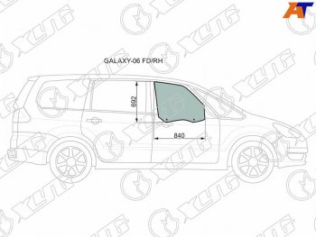 Стекло боковое опускное (Спереди Справа Цвет зеленый) Ford Galaxy 06-15 XYG GALAXY-06 FD/RH