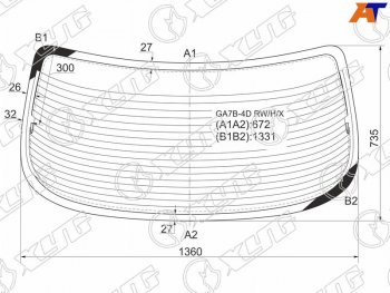 Стекло заднее (Цвет зеленый Обогрев 4D SED) Mazda 626 92-97  Cronos 91-95  Efini MS-6 91-94 XYG GA7B-4D RW/H/X