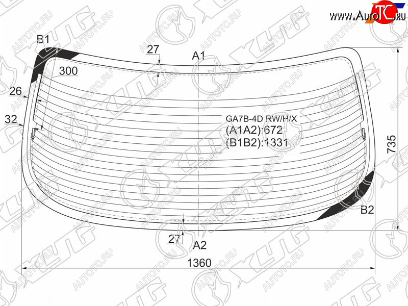 4 999 р. Стекло заднее (Цвет зеленый Обогрев 4D SED) Mazda 626 92-97  Cronos 91-95  Efini MS-6 91-94 XYG GA7B-4D RW/H/X  с доставкой в г. Керчь