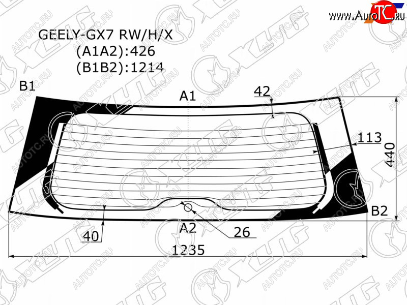 9 549 р. Стекло заднее (Цвет зеленый Обогрев) Geely Emgrand X7 13- XYG GEELY-GX7 RW/H/X  с доставкой в г. Керчь