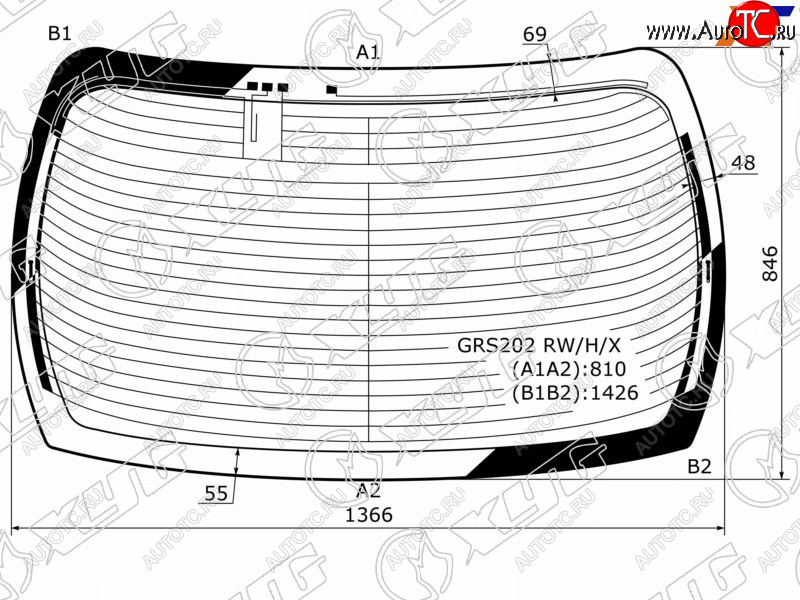 12 799 р. Стекло заднее (Цвет зеленый Обогрев Антенна) Toyota Crown 08-12 XYG GRS202 RW/H/X  с доставкой в г. Керчь