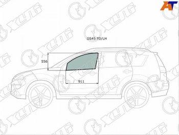 Стекло боковое опускное (Спереди Слева Цвет зеленый) Mitsubishi Outlander 05-12  Citroen C-Crosse XYG GS45 FD/LH