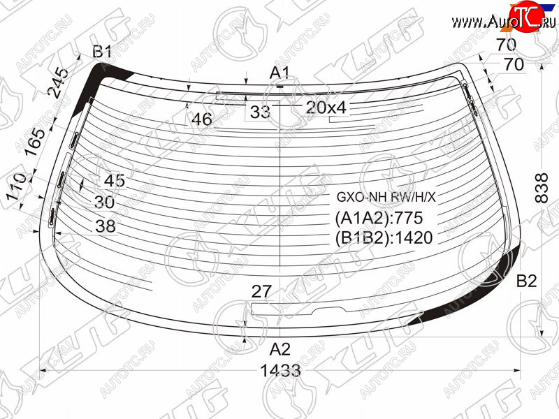 9 299 р. Стекло заднее (Цвет зеленый Обогрев Антенна) Toyota Cresta (X100) 96-01 XYG GXO-NH RW/H/X  с доставкой в г. Керчь