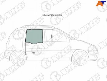 Стекло боковое опускное (Сзади Справа Цвет зеленый) Hyundai Lavita 01-07  Matrix 01-10 XYG HD-MATRIX RD/RH
