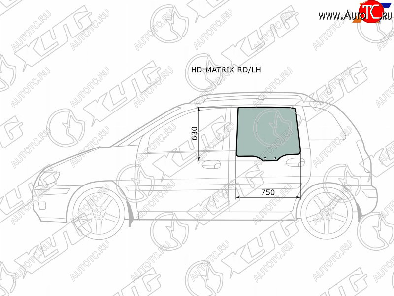 2 789 р. Стекло боковое опускное (Сзади Слева Цвет зеленый) Hyundai Lavita 01-07  Matrix 01-10             XYG HD-MATRIX RD/LH  с доставкой в г. Керчь