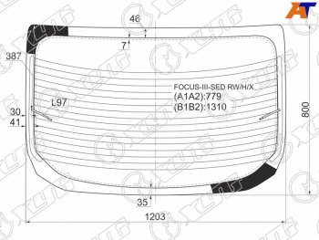 Стекло заднее (Цвет зеленый Обогрев 4D SED) Ford Focus 10-19 XYG FOCUS-III-SED RW/H/X