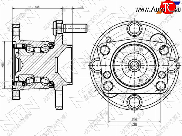 5 649 р. Ступичный узел задн. MAZDA DEMIO DE3FS, DE3AS, DE5FS 07-                                             NTN HUB350T-2  с доставкой в г. Керчь