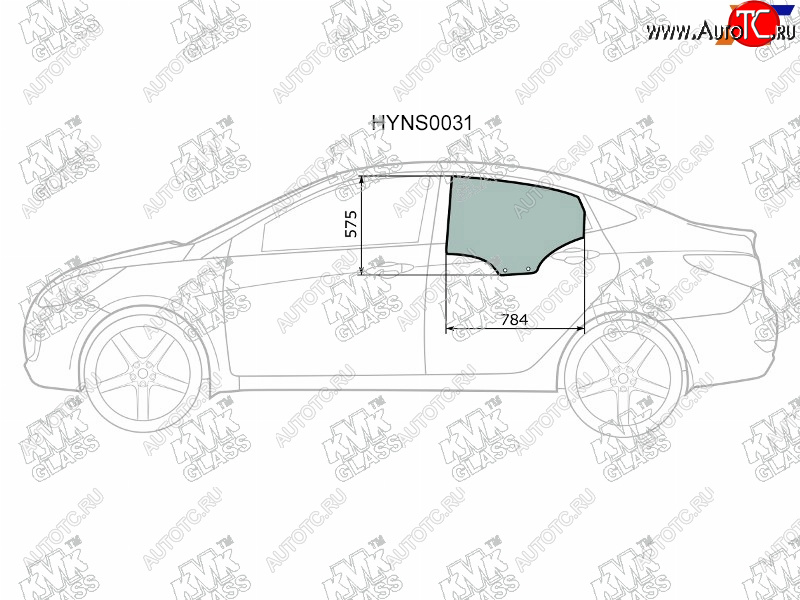 2 199 р. Стекло боковое опускное (Сзади Слева Цвет зеленый) Hyundai Solaris 10-17  Accent 11-17            KMK HYNS0031  с доставкой в г. Керчь