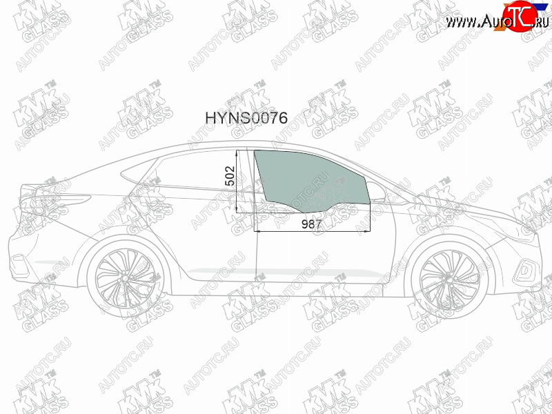 2 399 р. Стекло боковое опускное (Спереди Справа Цвет зеленый) Hyundai Solaris 17-20  Accent 17-22 KMK HYNS0076  с доставкой в г. Керчь