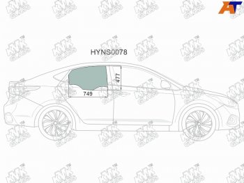 Стекло боковое опускное (Сзади Справа Цвет зеленый) Hyundai Solaris 17-20  Accent 17-22           KMK HYNS0078