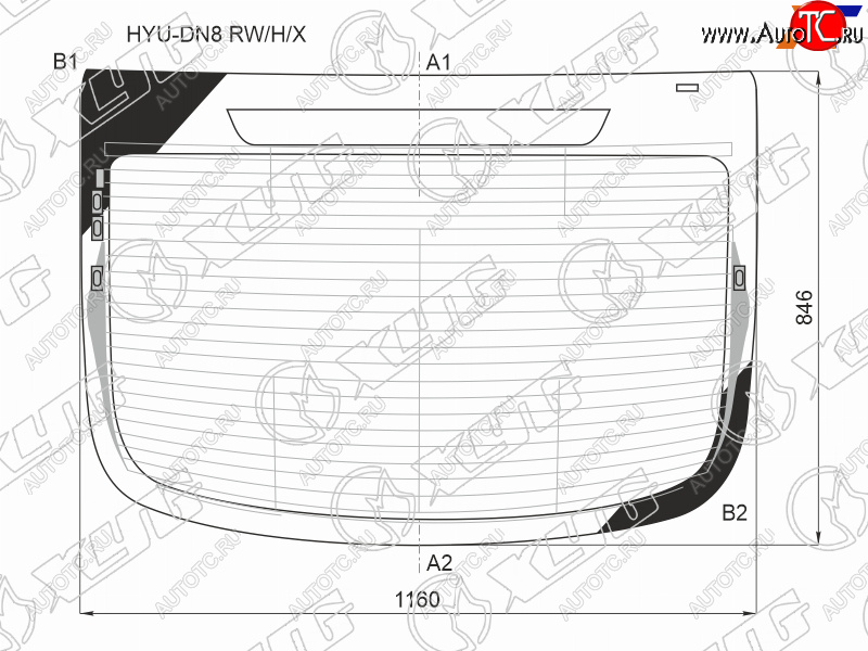 13 749 р. Стекло заднее (Цвет зеленый Обогрев Антенна) Hyundai Sonata 19-23 XYG HYU-DN8 RW/H/X  с доставкой в г. Керчь