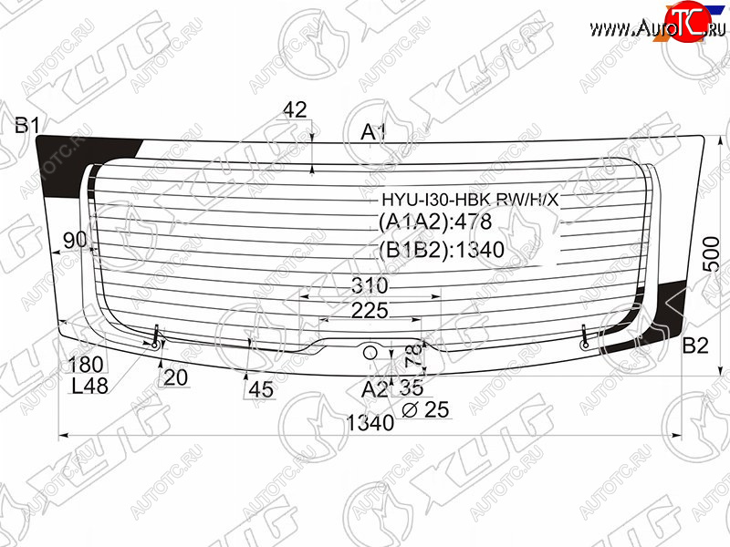 12 449 р. Стекло заднее (Цвет зеленый Обогрев) Hyundai i30 07-12 XYG HYU-I30-HBK RW/H/X  с доставкой в г. Керчь
