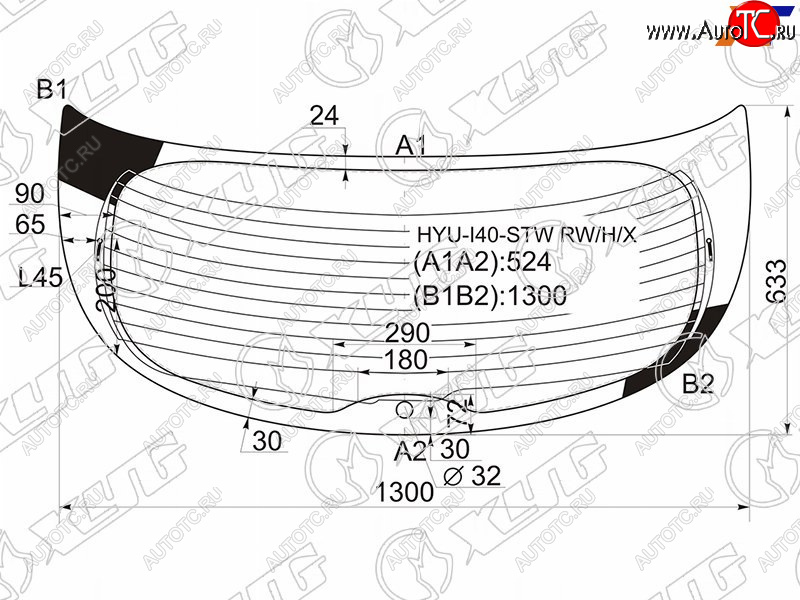 14 999 р. Стекло заднее (Цвет зеленый Обогрев 5D WGN) Hyundai i40 11-17 XYG HYU-I40-STW RW/H/X  с доставкой в г. Керчь