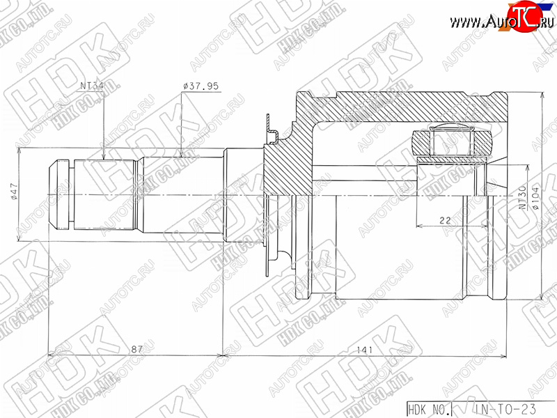 8 749 р. Шрус внутренний TOYOTA LAND CRUISER 200 2UZFE1VDFTV 07- HDK IN-TO-23  с доставкой в г. Керчь