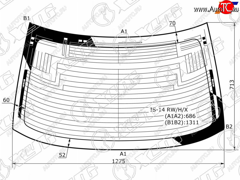 10 249 р. Стекло заднее (Цвет зеленый Обогрев Антенна) Lexus IS 13-20 XYG IS-14 RW/H/X  с доставкой в г. Керчь