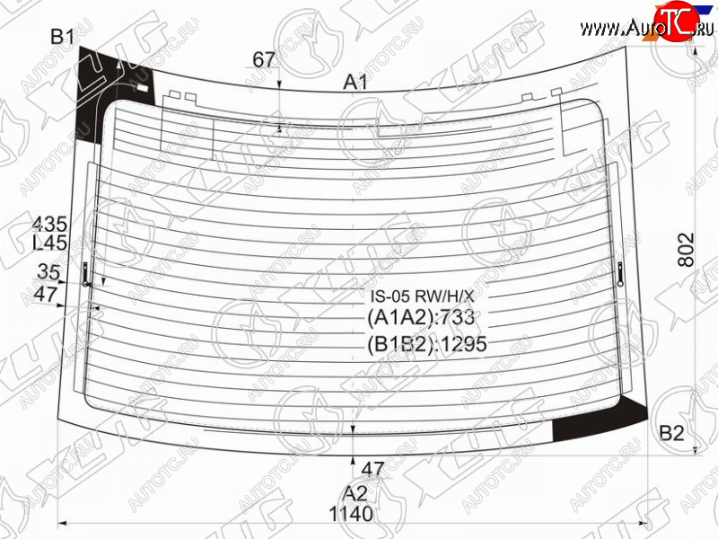 10 999 р. Стекло заднее (Цвет зеленый Обогрев Антенна 4D SED) Lexus IS 05-16  IS F 07-14 XYG IS-05 RW/H/X  с доставкой в г. Керчь
