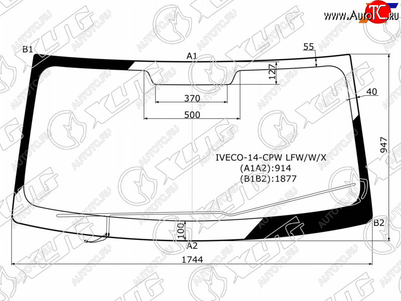 11 299 р. Стекло лобовое (Обогрев щеток) Iveco Daily 14- XYG IVECO-14-CPW LFW/W/X  с доставкой в г. Керчь