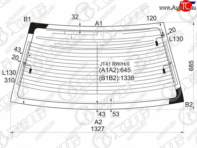 7 199 р. Стекло заднее (Цвет зеленый Обогрев Антенна 4D SED) Mitsubishi Lancer 02-10  Lancer Cedia 00-03 XYG JT41 RW/H/X  с доставкой в г. Керчь