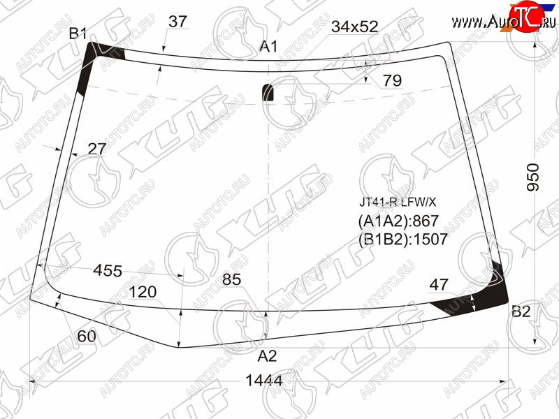 5 949 р. Стекло лобовое Mitsubishi Lancer 02-10  Lancer Cedia 00-03  Lancer Evolution 01-08 XYG JT41-R LFW/X  с доставкой в г. Керчь