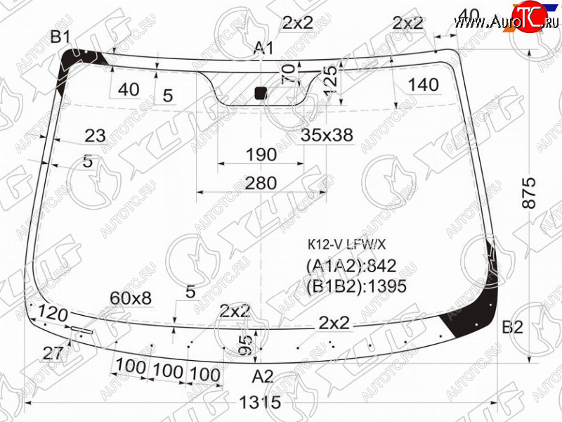 5 299 р. Стекло лобовое Nissan March 02-10  Micra 03-10 XYG K12-V LFW/X  с доставкой в г. Керчь