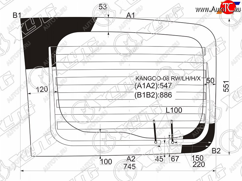 6 899 р. Стекло заднее (Цвет зеленый Обогрев) Renault Kangoo 08-16 XYG KANGOO-08 RW/LH/H/X  с доставкой в г. Керчь