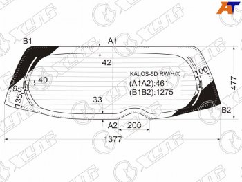 Стекло заднее (Цвет зеленый Обогрев) Chevrolet Aveo 02-11  Kalos 03-08  Daewoo Gentra 05-11  Kal XYG KALOS-5D RW/H/X